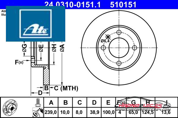 Achat de ATE 24.0310-0151.1 Disque de frein pas chères