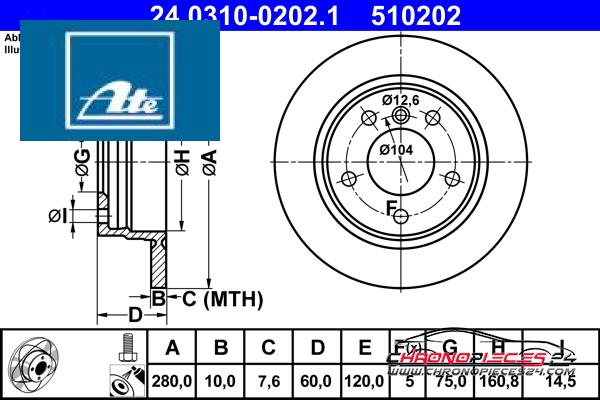 Achat de ATE 24.0310-0202.1 Disque de frein pas chères