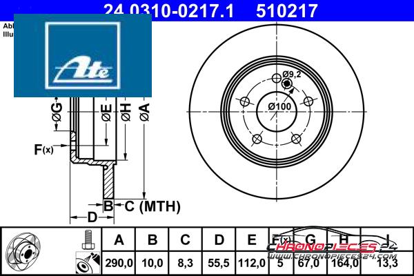 Achat de ATE 24.0310-0217.1 Disque de frein pas chères