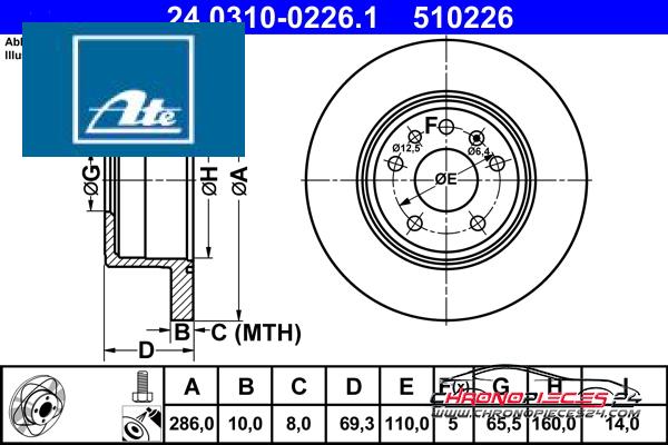 Achat de ATE 24.0310-0226.1 Disque de frein pas chères