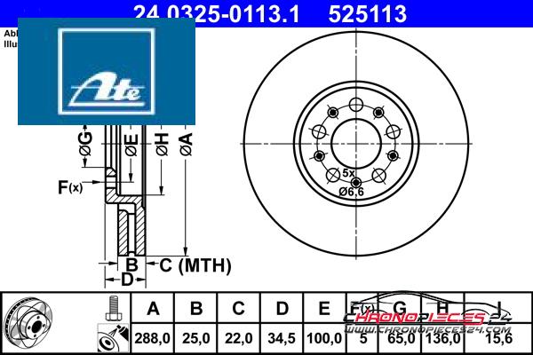 Achat de ATE 24.0325-0113.1 Disque de frein pas chères