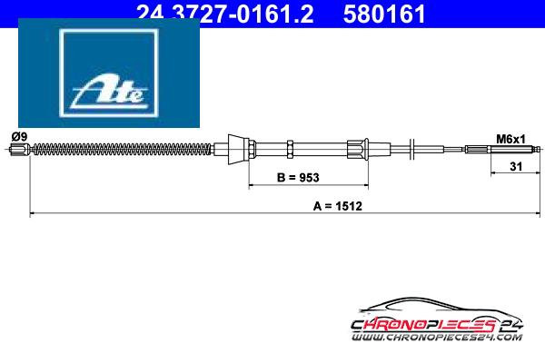 Achat de ATE 24.3727-0161.2 Tirette à câble, frein de stationnement pas chères