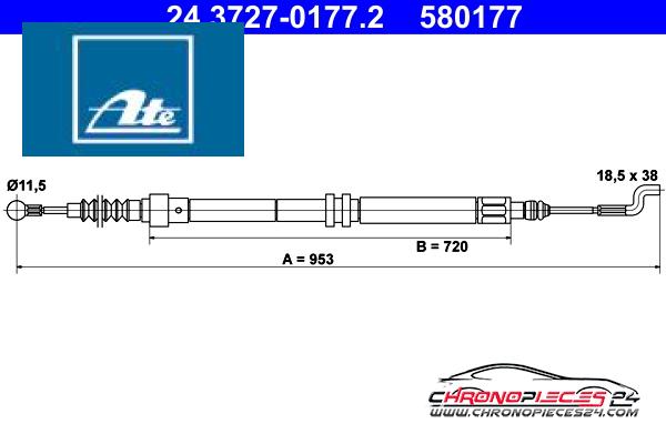 Achat de ATE 24.3727-0177.2 Tirette à câble, frein de stationnement pas chères