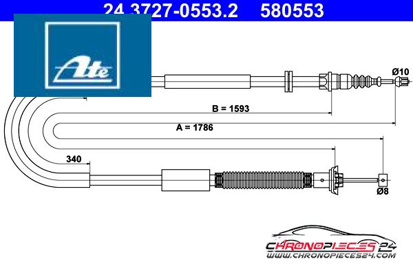 Achat de ATE 24.3727-0553.2 Tirette à câble, frein de stationnement pas chères