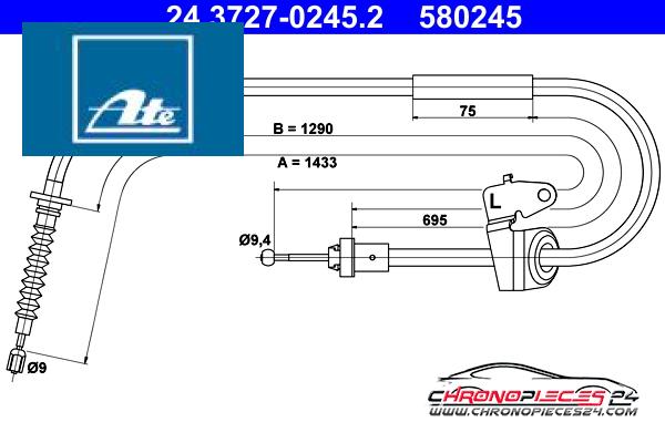 Achat de ATE 24.3727-0245.2 Tirette à câble, frein de stationnement pas chères
