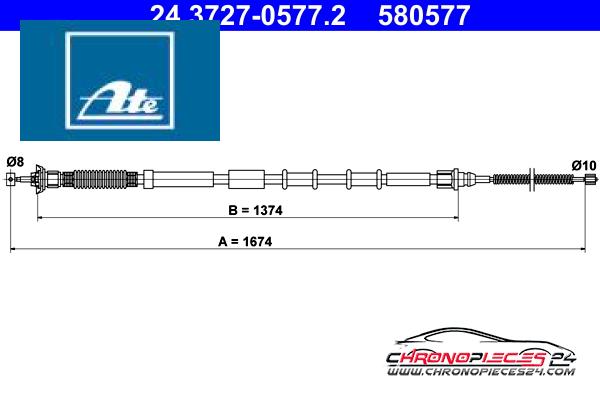 Achat de ATE 24.3727-0577.2 Tirette à câble, frein de stationnement pas chères
