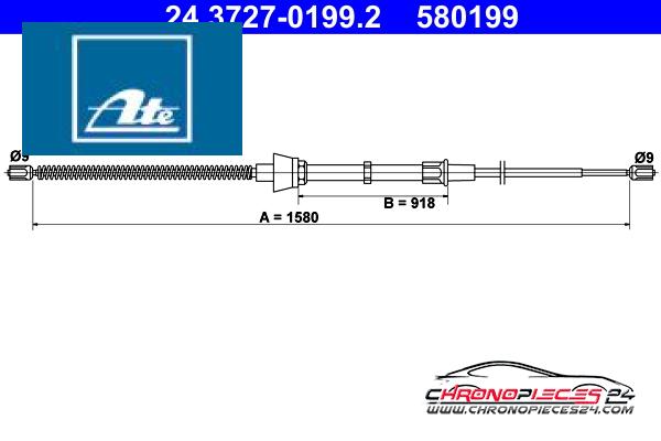 Achat de ATE 24.3727-0199.2 Tirette à câble, frein de stationnement pas chères