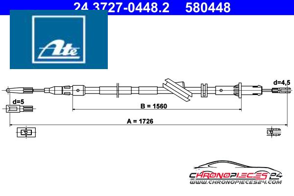 Achat de ATE 24.3727-0448.2 Tirette à câble, frein de stationnement pas chères