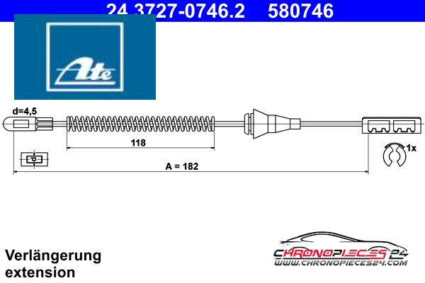 Achat de ATE 24.3727-0746.2 Tirette à câble, frein de stationnement pas chères