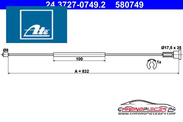 Achat de ATE 24.3727-0749.2 Tirette à câble, frein de stationnement pas chères