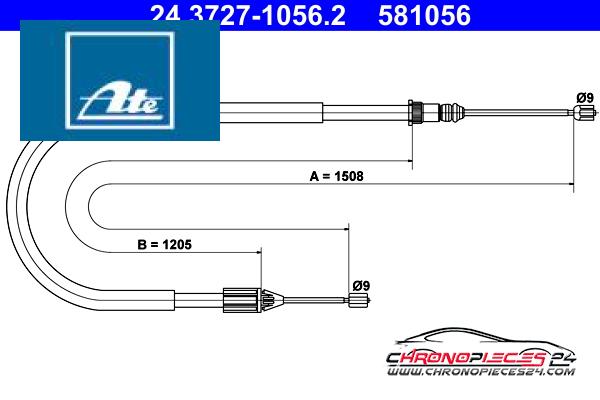Achat de ATE 24.3727-1056.2 Tirette à câble, frein de stationnement pas chères