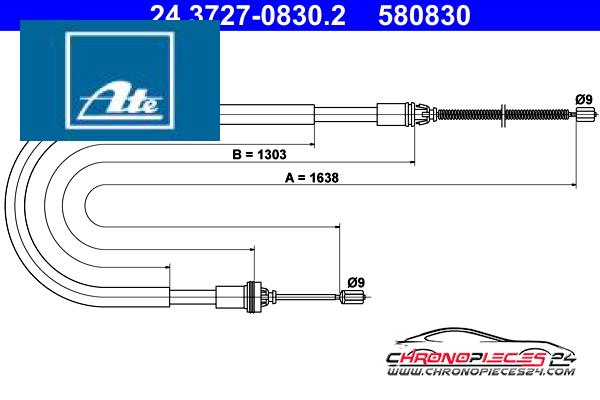Achat de ATE 24.3727-0830.2 Tirette à câble, frein de stationnement pas chères
