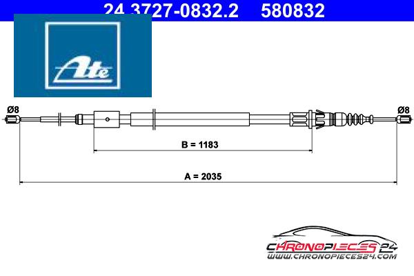 Achat de ATE 24.3727-0832.2 Tirette à câble, frein de stationnement pas chères