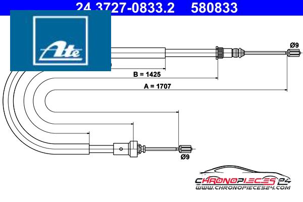 Achat de ATE 24.3727-0833.2 Tirette à câble, frein de stationnement pas chères