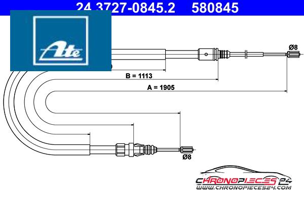 Achat de ATE 24.3727-0845.2 Tirette à câble, frein de stationnement pas chères