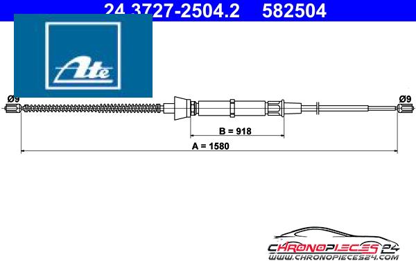 Achat de ATE 24.3727-2504.2 Tirette à câble, frein de stationnement pas chères