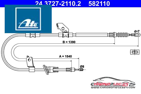 Achat de ATE 24.3727-2110.2 Tirette à câble, frein de stationnement pas chères
