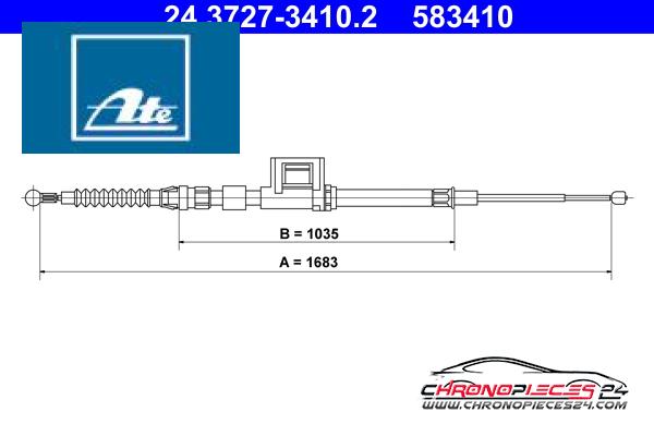 Achat de ATE 24.3727-3410.2 Tirette à câble, frein de stationnement  pas chères