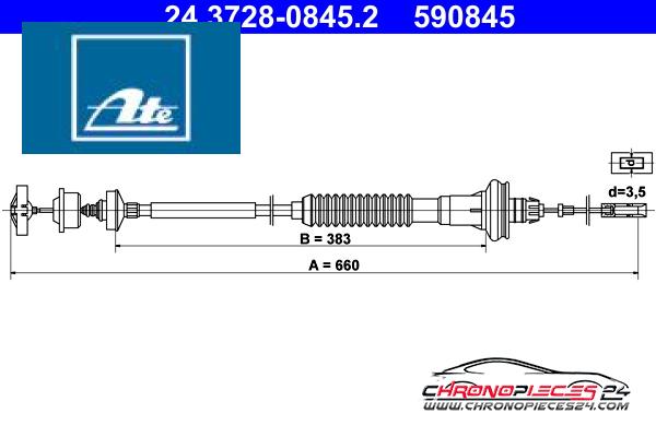 Achat de ATE 24.3728-0845.2 Tirette à câble, commande d'embrayage pas chères