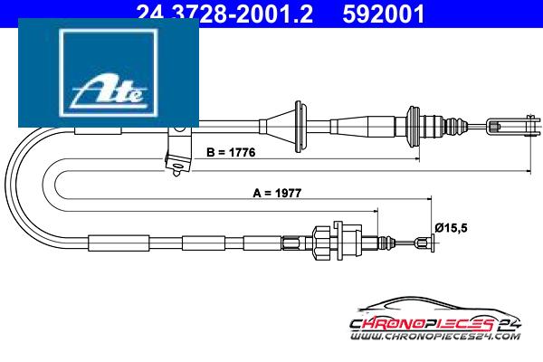 Achat de ATE 24.3728-2001.2 Tirette à câble, commande d'embrayage pas chères