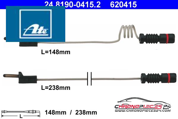 Achat de ATE 24.8190-0415.2 Contact d'avertissement, usure des plaquettes de frein pas chères