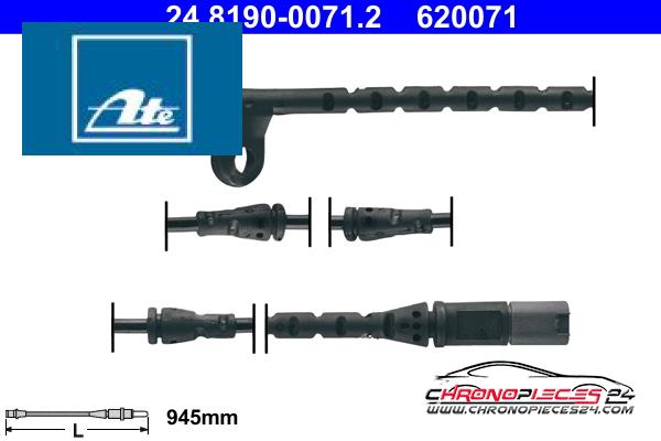 Achat de ATE 24.8190-0071.2 Contact d'avertissement, usure des plaquettes de frein pas chères