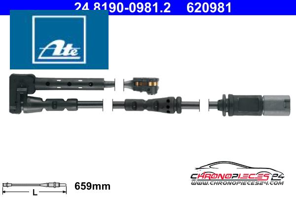 Achat de ATE 24.8190-0981.2 Contact d'avertissement, usure des plaquettes de frein pas chères