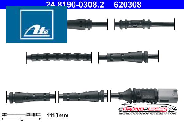 Achat de ATE 24.8190-0308.2 Contact d'avertissement, usure des plaquettes de frein pas chères