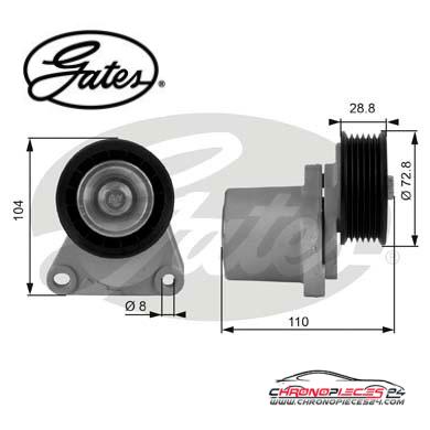 Achat de GATES T38204 Poulie-tendeur, courroie trapézoïdale à nervures pas chères