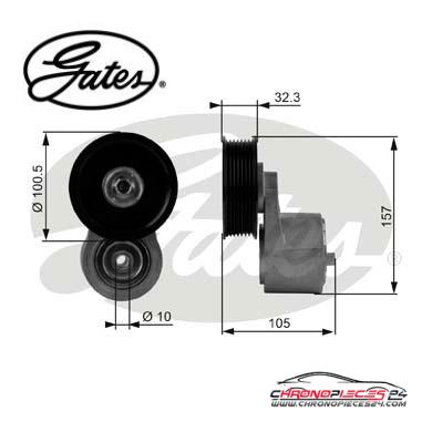 Achat de GATES T38245 Poulie-tendeur, courroie trapézoïdale à nervures pas chères