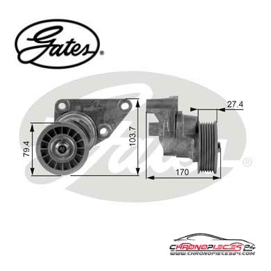Achat de GATES T38158 Poulie-tendeur, courroie trapézoïdale à nervures pas chères