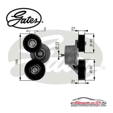Achat de GATES T38167 Poulie-tendeur, courroie trapézoïdale à nervures pas chères