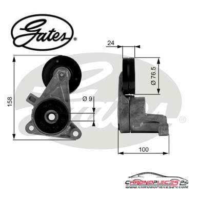 Achat de GATES T38437 Poulie-tendeur, courroie trapézoïdale à nervures pas chères