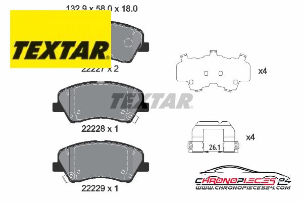 Achat de TEXTAR 2222701 Kit de plaquettes de frein, frein à disque pas chères