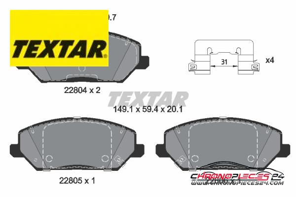 Achat de TEXTAR 2280401 Kit de plaquettes de frein, frein à disque pas chères