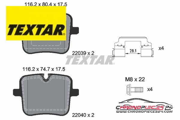 Achat de TEXTAR 2203901 Kit de plaquettes de frein, frein à disque pas chères