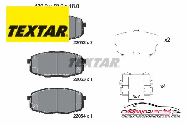 Achat de TEXTAR 2205203 Kit de plaquettes de frein, frein à disque pas chères