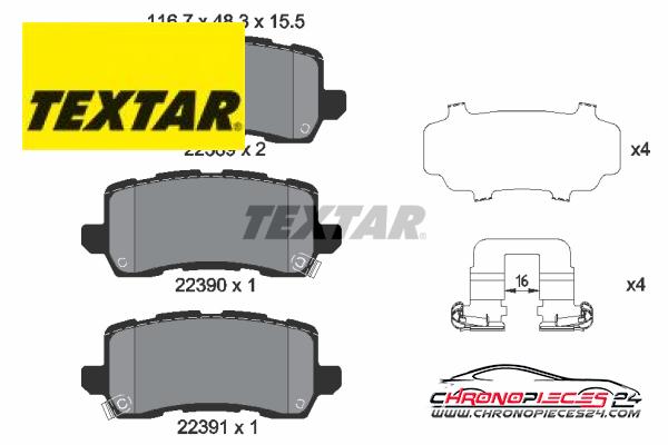 Achat de TEXTAR 2238901 Kit de plaquettes de frein, frein à disque pas chères