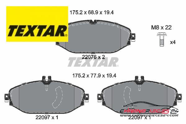 Achat de TEXTAR 2207601 Kit de plaquettes de frein, frein à disque pas chères