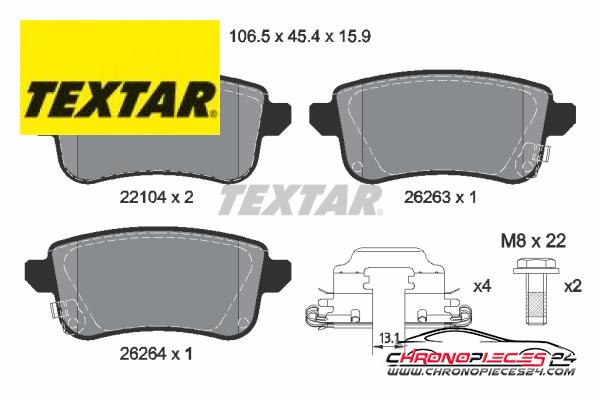 Achat de TEXTAR 2210401 Kit de plaquettes de frein, frein à disque  pas chères