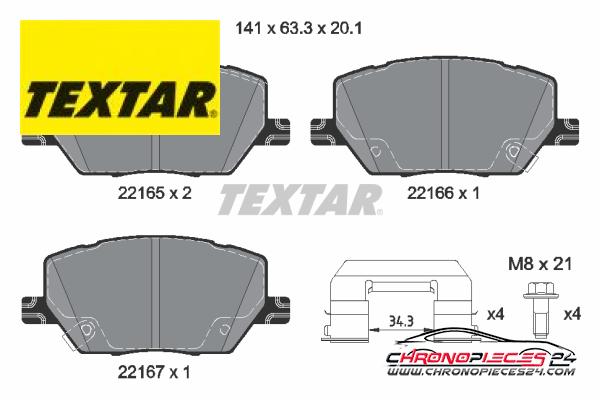 Achat de TEXTAR 2216503 Kit de plaquettes de frein, frein à disque Q+ pas chères