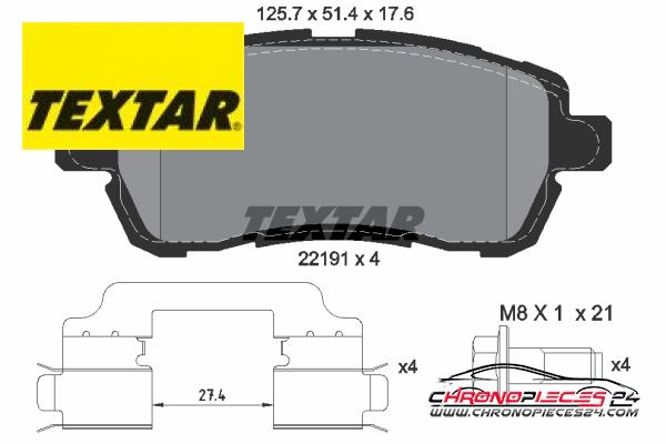 Achat de TEXTAR 2219103 Kit de plaquettes de frein, frein à disque pas chères