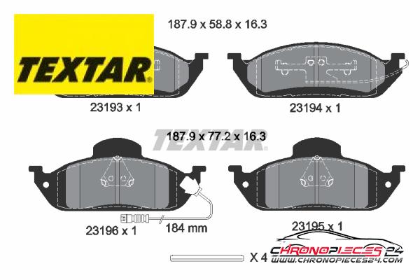 Achat de TEXTAR 2319303 Kit de plaquettes de frein, frein à disque pas chères