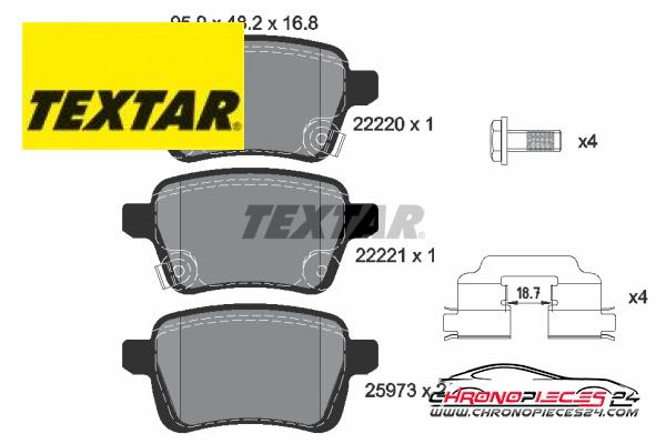 Achat de TEXTAR 2222001 Kit de plaquettes de frein, frein à disque pas chères