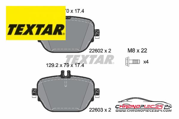 Achat de TEXTAR 2260201 Kit de plaquettes de frein, frein à disque pas chères