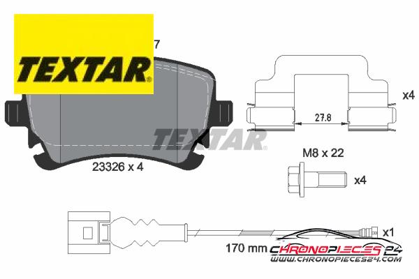 Achat de TEXTAR 2332602 Kit de plaquettes de frein, frein à disque pas chères