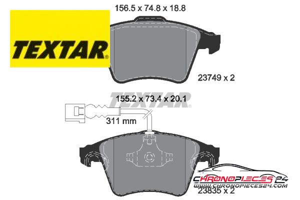 Achat de TEXTAR 2374901 Kit de plaquettes de frein, frein à disque pas chères