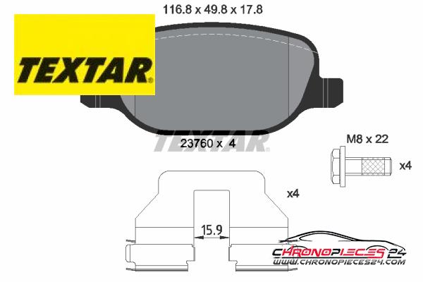 Achat de TEXTAR 2376001 Kit de plaquettes de frein, frein à disque pas chères