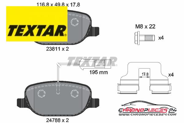 Achat de TEXTAR 2381101 Kit de plaquettes de frein, frein à disque pas chères