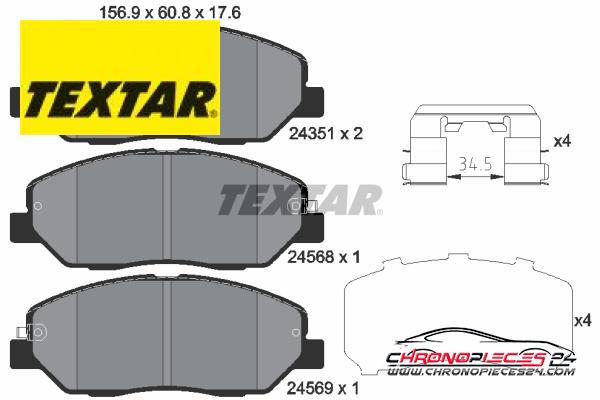 Achat de TEXTAR 2435101 Kit de plaquettes de frein, frein à disque pas chères